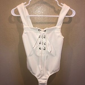White Bodysuit with Laces on the front